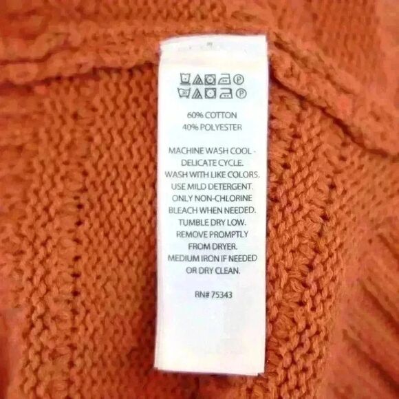 Cupcakes and Cashmere Orange Crew Neck Knitted Long Sleeve Sweater Size Medium - Picture 6 of 8